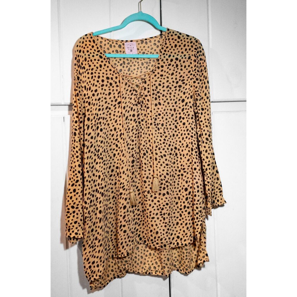 Billabong Semi-Sheer Cheetah Print Blue Skies Beach Lace Up Swim Coverup M - Picture 7 of 15